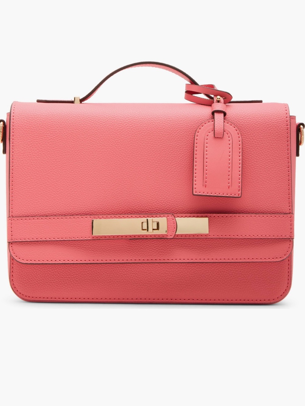 Anne Klein Coral Pink Leather Top-Handle Satchel
